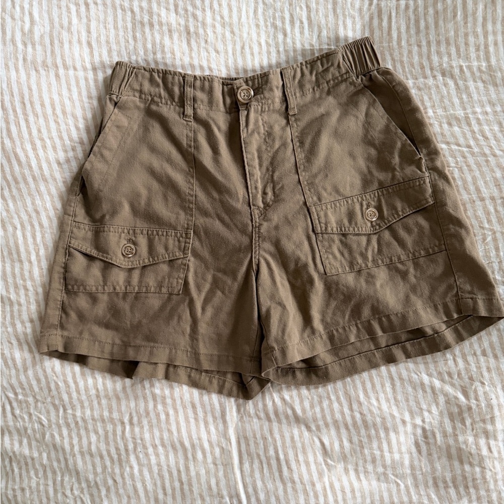 Linen Blend Cargo Shorts